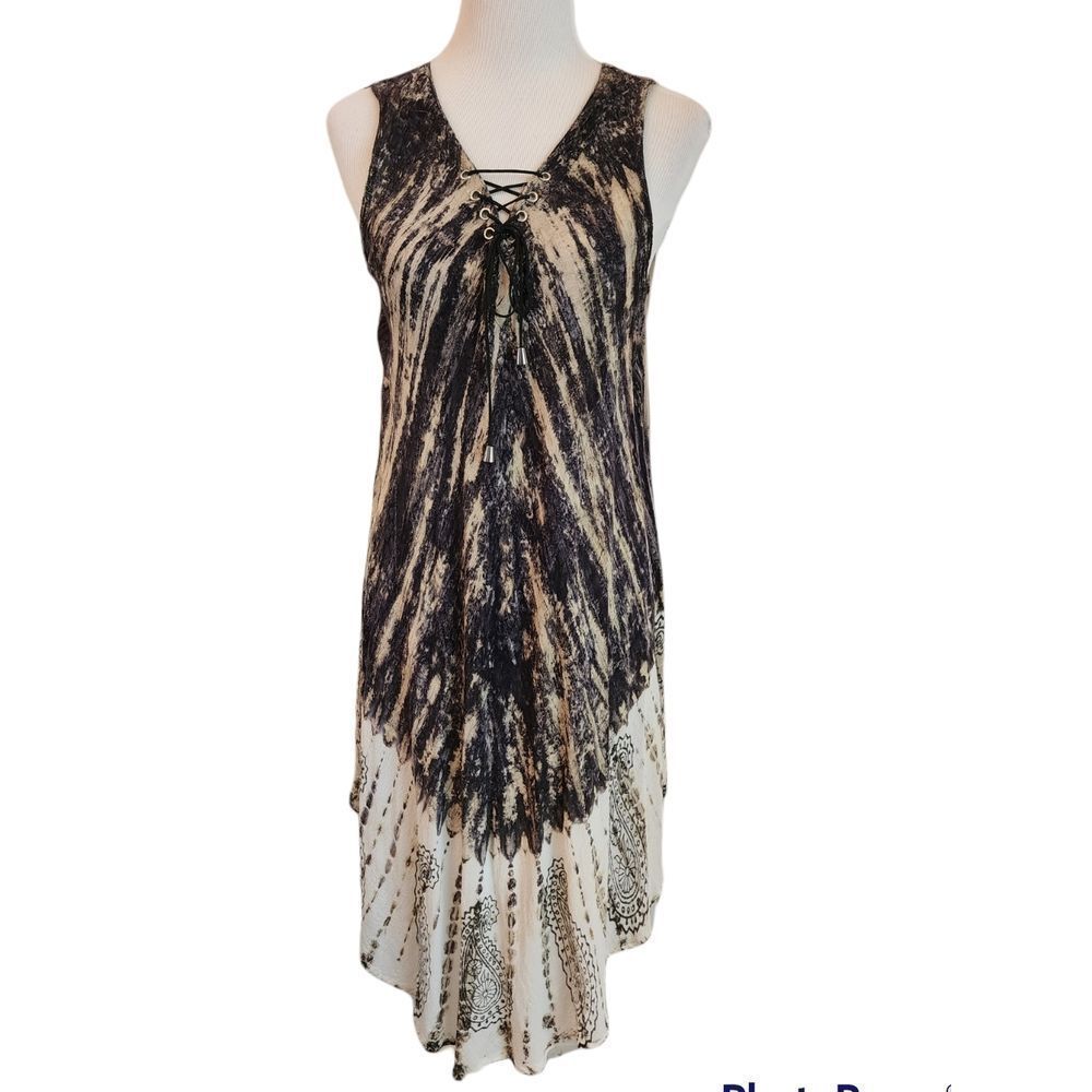 NWOT Ana & Kate Charcoal Black and cream Dress One Size Fits most